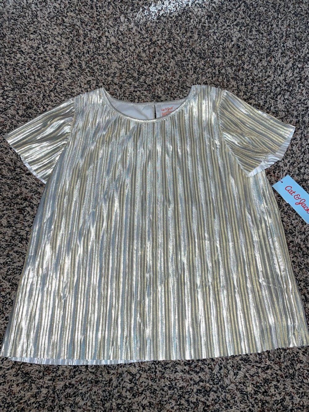 Cat & Jack Party Top Gold Shimmer Top Girls Size L (10/12) | NWT